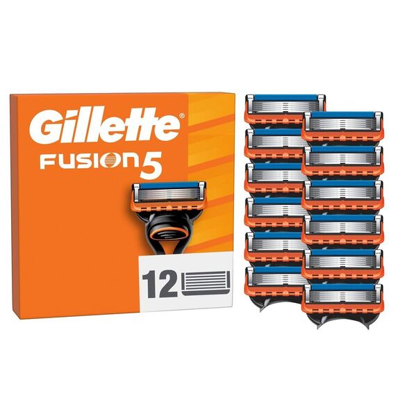 Gillette Fusion5 Rasierklingen für Männer, 12 ORIGINAL Ersatzklingen, Klingen für Herren mit Größerem Gleitstreifen für Sanftes Gleiten und 5 Klingen für eine Gründliche und Komfortable Rasur