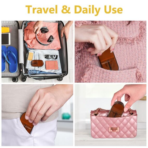 ACWOO Tablettenteiler, Tablettenteiler für Kleine und Große Tabletten, Tablettenschneider in Halbe Viertel Schneiden, Pillenschneider Tablettenzerteiler für Reise & Täglichen (Transparente Braun)