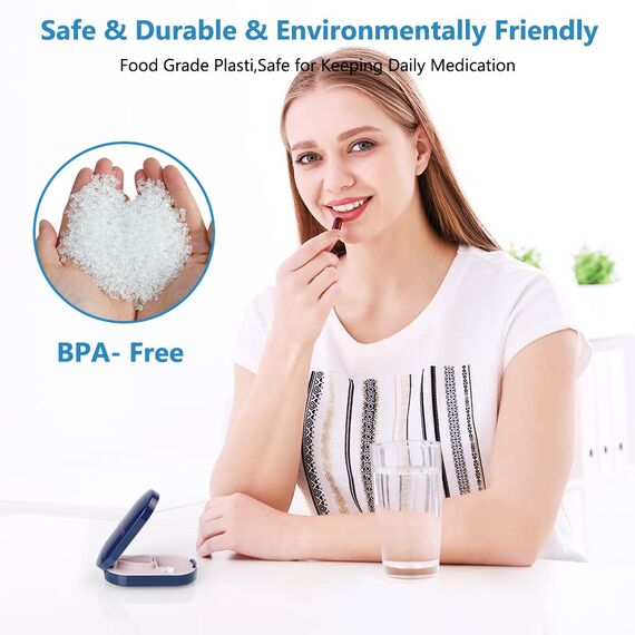 ACWOO Tablettenteiler, Tablettenteiler für Kleine und Große Tabletten, Tablettenschneider mit Aufbewahrungsfach, Tragbarer Pillenschneider mit Scharfen Klingen für Reise & täglichen Gebrauch (Blau)