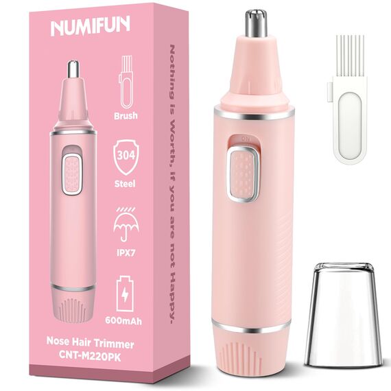 Nasenhaartrimmer Frauen, Schmerzfreier Nasenhaarentferner und Ohrhaarschneider, USB Wiederaufladbar Nasenhaartrimmer, Augenbrauen und esichtshaartrimmer, IPX7 Wasserdicht, Einfache Reinigung, Rose