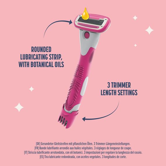 by Amazon für Damen, 5-Klingen-Rasierer mit 3-in-1-Trimmer + 3 Nachfüllpackungen