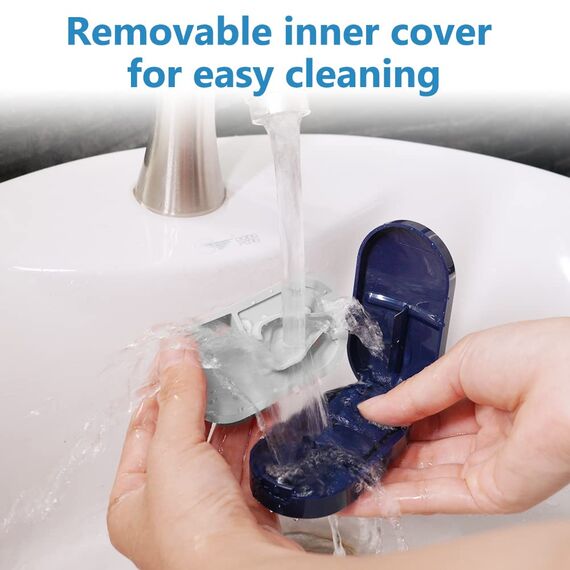 ACWOO Tablettenteiler, Tablettenteiler für Kleine und Große Tabletten, Tablettenschneider mit Aufbewahrungsfach, Tragbarer Pillenschneider mit Scharfen Klingen für Reise & täglichen Gebrauch (Blau)