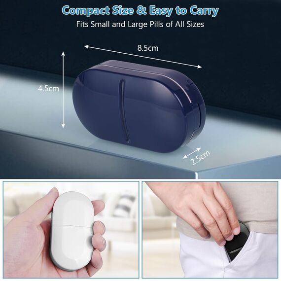 ACWOO Tablettenteiler, Tablettenteiler für Kleine und Große Tabletten, Tablettenschneider in Halbe Viertel Schneiden, Pillenschneider Tablettenzerteiler für Reise & Täglichen (3 Stück)