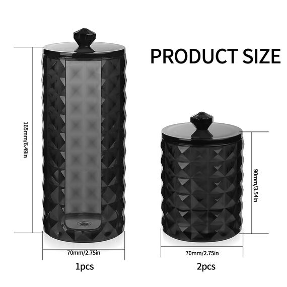 3 STK Wattestäbchen Behälter, Schwarz Wattepadspender, Wattepads Aufbewahrungsbox, Bathroom Organizer für Badezimmer Schminktisch Kosmetik Make Up Ohrenstäbchen Haargummi Aufbewahrung Bad Organizer