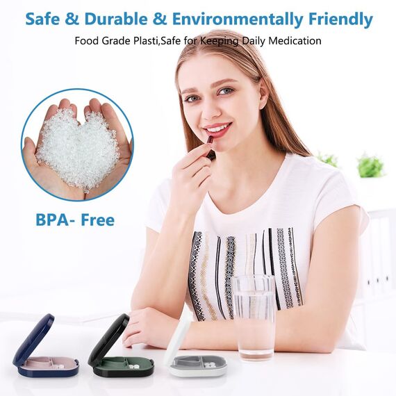 ACWOO Tablettenteiler, Tablettenteiler für Kleine und Große Tabletten, Tablettenschneider in Halbe Viertel Schneiden, Pillenschneider Tablettenzerteiler für Reise & Täglichen (3 Stück)