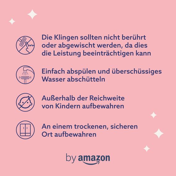 by Amazon für Damen, 5-Klingen-Rasierer mit 3-in-1-Trimmer + 3 Nachfüllpackungen