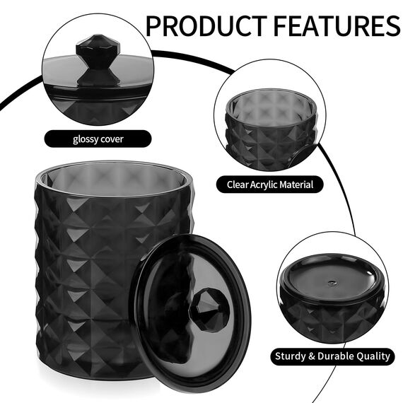 3 STK Wattestäbchen Behälter, Schwarz Wattepadspender, Wattepads Aufbewahrungsbox, Bathroom Organizer für Badezimmer Schminktisch Kosmetik Make Up Ohrenstäbchen Haargummi Aufbewahrung Bad Organizer