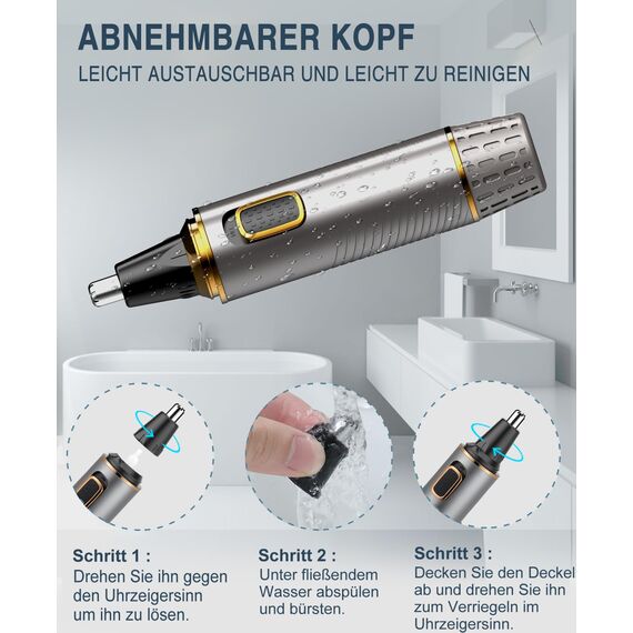 Nasenhaartrimmer Herren, 2 in 1 Ohrhaarschneider und Nasenhaarentferner für Männer und Frauen, Schmerzloser Epilierer für Augenbrauen und Lippen, IPX7 Wasserdicht