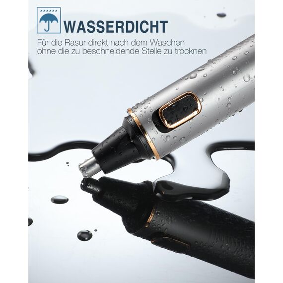 Nasenhaartrimmer Herren, 2 in 1 Ohrhaarschneider und Nasenhaarentferner für Männer und Frauen, Schmerzloser Epilierer für Augenbrauen und Lippen, IPX7 Wasserdicht