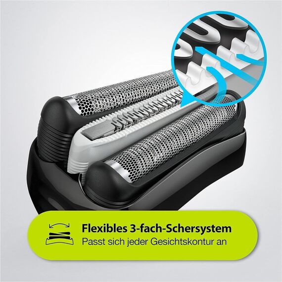 Braun Series 3 Rasierer Herren, 3-in-1-Elektrorasierer, Barttrimmer mit 5 Kammaufsätzen, Wet&Dry, Geschenk Mann, Made in Germany, 3010BT, blau