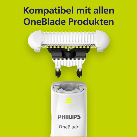 Philips OneBlade QP229/50 Skin Protect Ersatzklinge, für OneBlade Elektrorasierer und Trimmer, langlebiger Edelstahl, Trimmen und Rasieren mit extra Hautschutz, 2 Stück