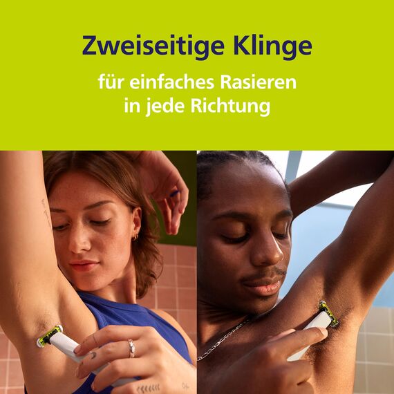 Philips OneBlade QP229/50 Skin Protect Ersatzklinge, für OneBlade Elektrorasierer und Trimmer, langlebiger Edelstahl, Trimmen und Rasieren mit extra Hautschutz, 2 Stück