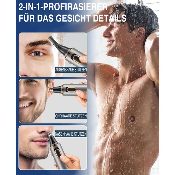 Nasenhaartrimmer Herren, 2 in 1 Ohrhaarschneider und Nasenhaarentferner für Männer und Frauen, Schmerzloser Epilierer für Augenbrauen und Lippen, IPX7 Wasserdicht