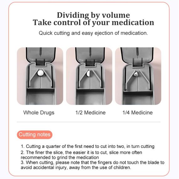WOLMIK Tablettenteiler, Tablettenteiler für Kleine und Große Tabletten, Tablettenschneider mit Aufbewahrungsfach, Tragbarer Pillenschneider mit Scharfen Klingen für Reise & täglichen Gebrauch