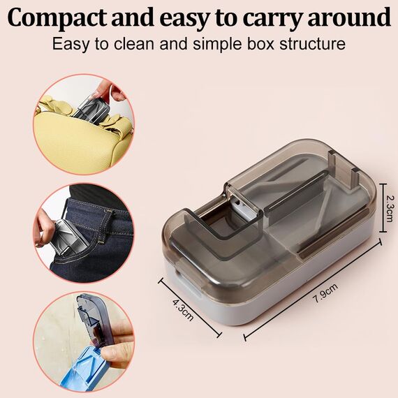 WOLMIK Tablettenteiler, Tablettenteiler für Kleine und Große Tabletten, Tablettenschneider mit Aufbewahrungsfach, Tragbarer Pillenschneider mit Scharfen Klingen für Reise & täglichen Gebrauch