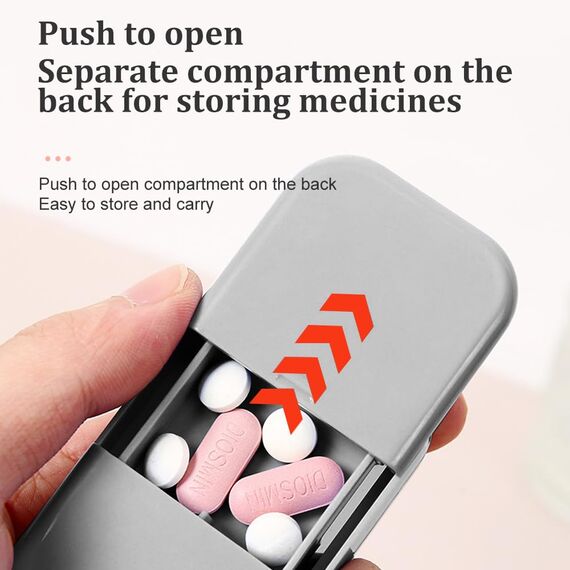 WOLMIK Tablettenteiler, Tablettenteiler für Kleine und Große Tabletten, Tablettenschneider mit Aufbewahrungsfach, Tragbarer Pillenschneider mit Scharfen Klingen für Reise & täglichen Gebrauch