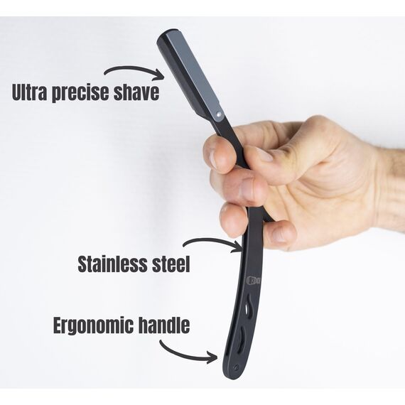 Rasiermesser Barber set 20 Halbe Klingen Etui Leder Reise SAKKAL |Rasierer Friseur Herren Handbart Barber Professional Kit Classic Handpflege Precision Friseurmechanik bartschablonen (Graues)