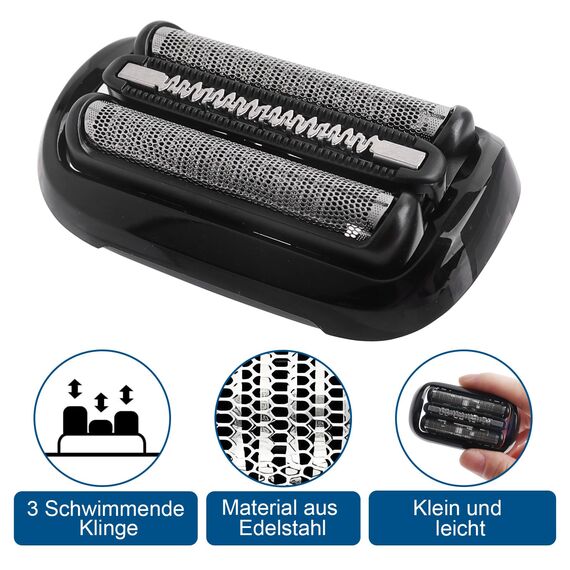 2PCS Ersatzkopf für Braun Series 5 53B Elektrorasierer – Einfaches Anbringen, sanfte Rasur, kompatibel mit Rasierern der neuen Generation Series 5/6 – Perfekt für die tägliche Pflege und unterwegs