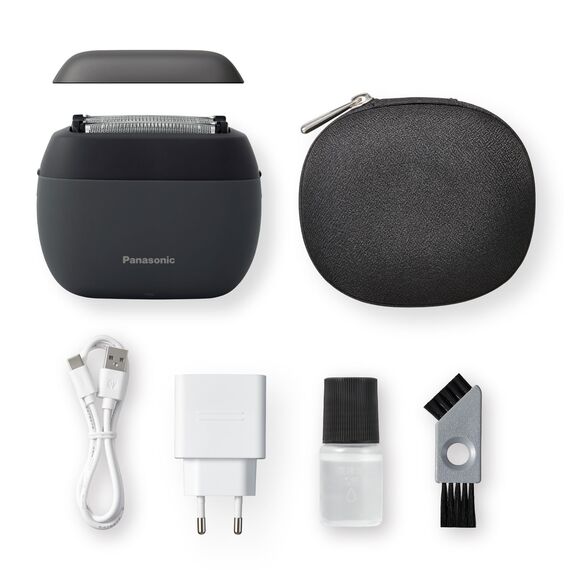 Panasonic ES-PV3B-K803 Series 900s Premium Kompakt-Rasierer, Nass- und Trockenrasierer mit 5 Klingen für Männer, reaktionsschneller Bartsensor, USB-C, Premium Case, Anthrazit