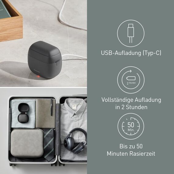 Panasonic ES-PV3B-K803 Series 900s Premium Kompakt-Rasierer, Nass- und Trockenrasierer mit 5 Klingen für Männer, reaktionsschneller Bartsensor, USB-C, Premium Case, Anthrazit