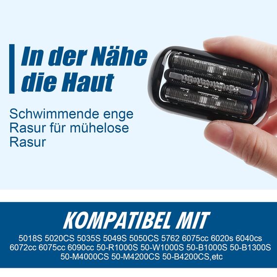 2PCS Ersatzkopf für Braun Series 5 53B Elektrorasierer – Einfaches Anbringen, sanfte Rasur, kompatibel mit Rasierern der neuen Generation Series 5/6 – Perfekt für die tägliche Pflege und unterwegs