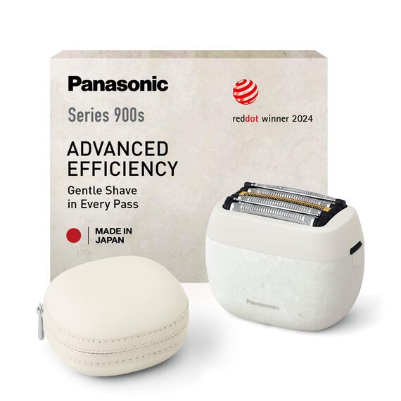 Panasonic ES-PV6B-W803 Series 900s Premium Kompakt-Rasierer, Nass- und Trockenrasierer mit 5 Klingen für Männer, reaktionsschneller Bartsensor, USB-C, Premium Case, NAGORI® Marmorweiß