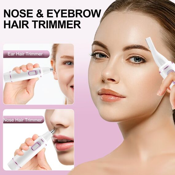 Nasenhaartrimmer Frauen, Nasenhaarschneider Ohrhaarschneider, 2 In 1 Professioneller Schmerzloser Nasen und Gesichtshaartrimmer, Dual Edge Klingen, IPX7 Wasserdicht, Einfache Reinigung