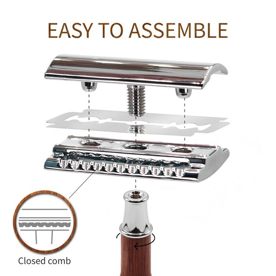 Bambaw Rasierhobel Herren mit 5 Rasierklingen, Metall Rasiermesser Herren, Rasierer Eine Klinge Wiederverwendbar & Sicher, Für Eine Präzise & Glatte Rasur, Geeignet für Alle Hauttypen (Schwarz)