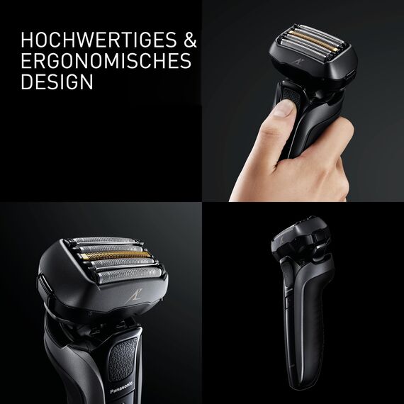 Panasonic Series 900 Premium Nass- und Trocken Rasierer ES-LV6U für Männer, 5-fach-Scherkopf mit Linearmotor und Bartdichtensensor Technologie, Pop-up Trimmer, matt-schwarz