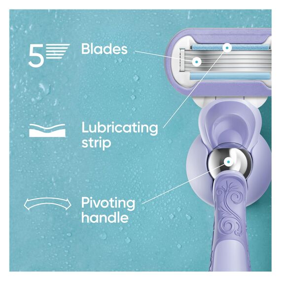 Gillette Venus Extra Smooth Swirl Damen Rasierklingen-Nachfüllpackungen, 6 Stück, 5 langlebige Klingen für eine extra glatte Rasur, die lange hält