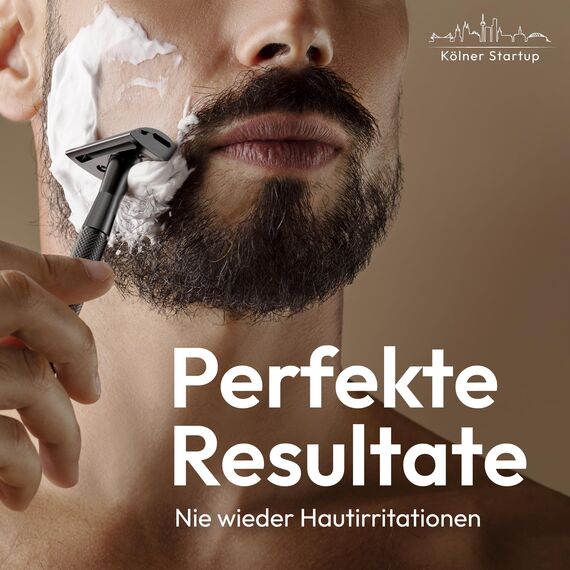 ANYMALE® Rasierhobel Herren - Set mit Ständer, Klingenschutz und 5 Rasierklingen - Rasierer Herren Nass - Safety Razor Black Edition