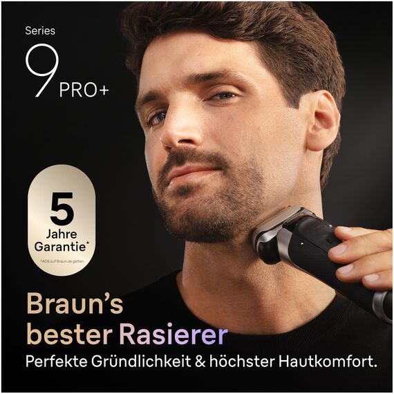 Braun Series 9 PRO+ Rasierer Herren Elektrisch, 5+1 Ultradünne Klingen, Elektrorasierer, Rasierapparat mit 60 Min. Akku, Reinigungsstation, Nass- und Trockenrasierer, Made in Germany, 9665cce, Graphit