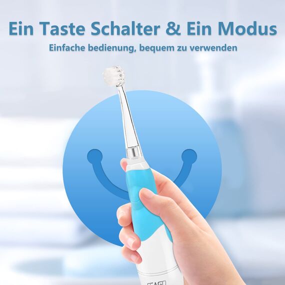 Seago SG-513 Elektrische Zahnbürste Kinder Baby Kinderzahnbürste Elektrisch ab 0-3 Jahre mit LED Licht Smart Timer Babyzahnbürste Wasserdicht IPX7 Schallzahnbürste (Baby Blau)