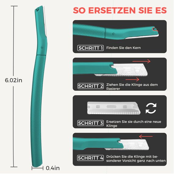 ZOMCHI Augenbrauenrasierer, Gesichtsrasierer für Damen und Herren, Augenbrauentrimmer Shaper mit Präzisionsabdeckung, Gesichtsrasierer mit 6 Klingen (Grün)