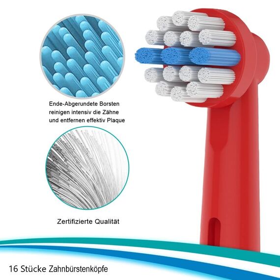 16 Stücke Kids Aufsteckbürsten kompatibel mit Oral b Kinder elektrische Zahnbürste, Extra Weiche Borsten für Sensitive Zahnfleisch, kleine Zahnbürstenköpfe