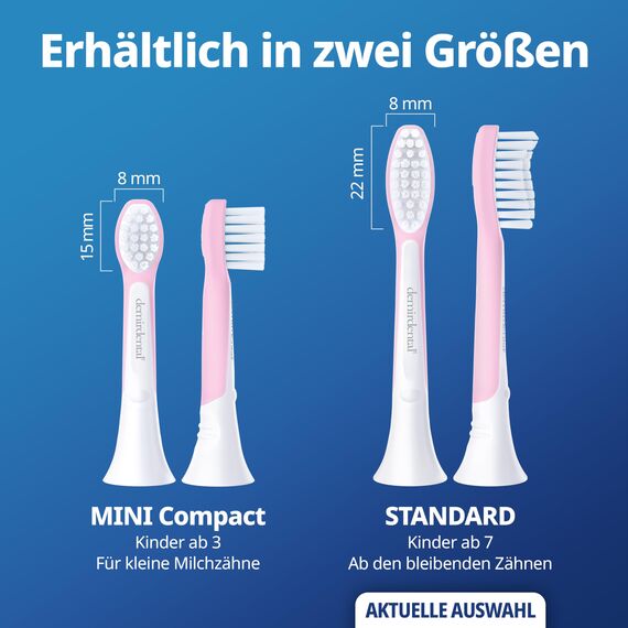 demirdental Ersatzbürsten for Kids passend für Philips Sonicare Ersatzbürsten Kids, Kinder Schallzahnbürsten, Kinder Ersatzbürsten ab 7 Jahre, entspricht HX6044, Rosa, 8er Set