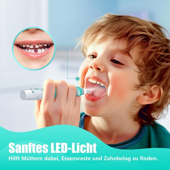 Elektrische Zahnbürste Kinder ab 3-6-8-12 Jahre mit buntem Regenbogen-LED-Licht Integrierter Timer Schallzahnbürste für Kleinkind (Kind Grün)