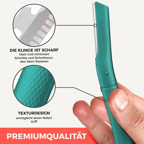 ZOMCHI Augenbrauenrasierer, Gesichtsrasierer für Damen und Herren, Augenbrauentrimmer Shaper mit Präzisionsabdeckung, Gesichtsrasierer mit 6 Klingen (Grün)