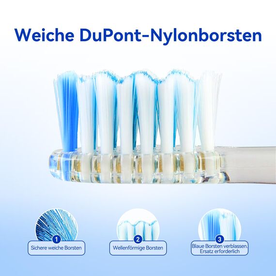 Seago Elektrische Zahnbürste Kinder ab 3-12 jahre Kinderzahnbürsten Elektrisch mit Farbigem Licht Smart Timer 8 Weich Bürstenköpfes Wasserdicht Baby Schallzahnbürste SG977 (Blau-8)