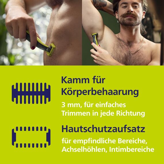 Philips OneBlade 2 x Original 360-Klingen, passend für alle OneBlade und OneBlade Pro Modelle inkl. Körper-Kit, original von Philips, (Modell QP624/50)