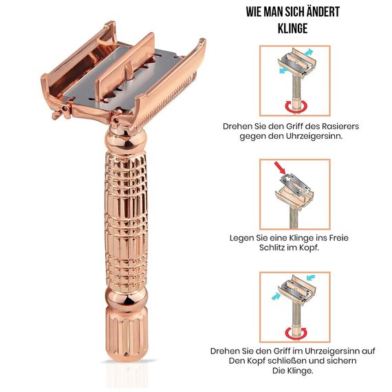 Kanzy Rasierhobel Damen und Herren Butterfly Edelstahl Nassrasierer Sicherheitsrasierer Arbeitet mit allen Doppelkante Rasierer Klingen Safety Razor