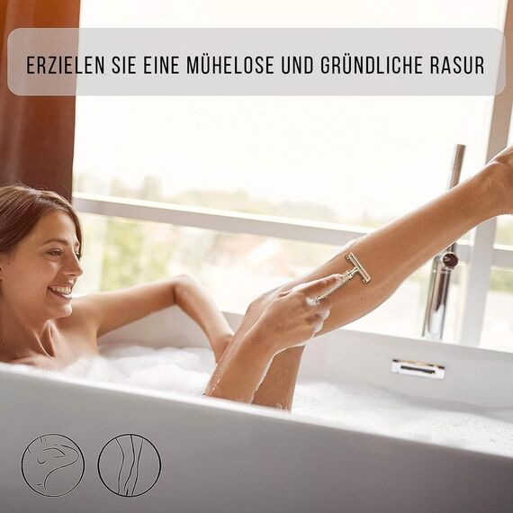 Kanzy Rasierhobel Damen und Herren Butterfly Edelstahl Nassrasierer Sicherheitsrasierer Arbeitet mit allen Doppelkante Rasierer Klingen Safety Razor