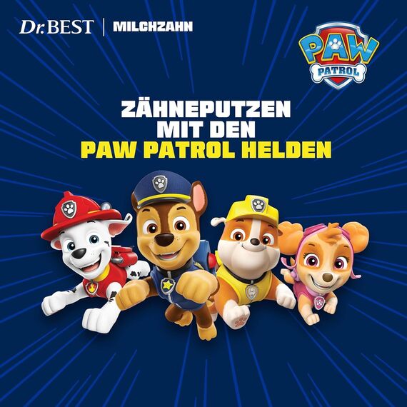 Dr.BEST Paw Patrol mit Reisekappe Zahnbürste, Weich (1 Stück), weiche Borsten und kindgerechter Griff, zufällige Farbe und Charakter