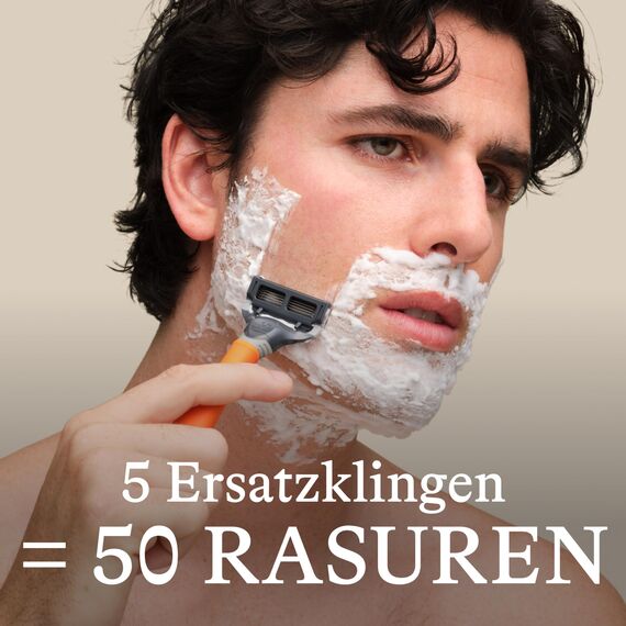 Harry's Nassrasierer für Männer - Set mit Blauem Griff, 4 Ersatzklingen, Reise-Klingen-Cover und 60ml Rasiergel