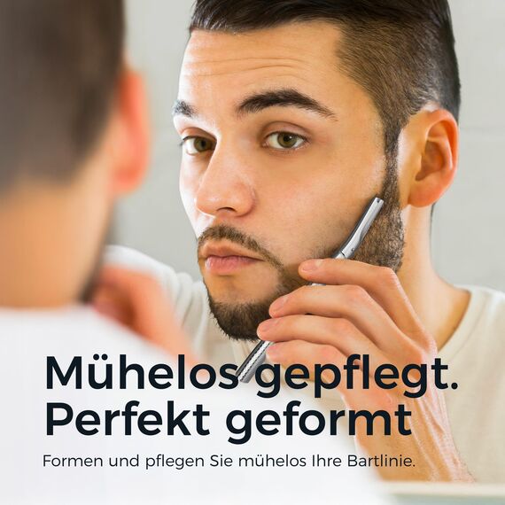 Augenbrauen Rasierer, Wiederverwendbare Gesichtsrasierer für Männer & Frauen, Edelstahl Augenbrauen Trimmer Shaper mit Präzisionsabdeckung, Dermaplaning Tool, Gesichtsrasierer mit 6 Klingen (Silber)