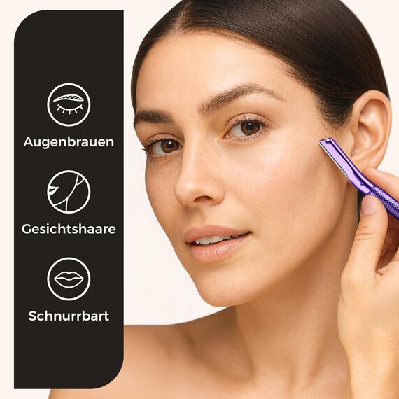 ZOMCHI Augenbrauenrasierer, Gesichtsrasierer für Frauen und Männer, Augenbrauen-Trimmer-Former mit Präzisionsabdeckung, Gesichtsrasierer mit 6 Klingen (lila)