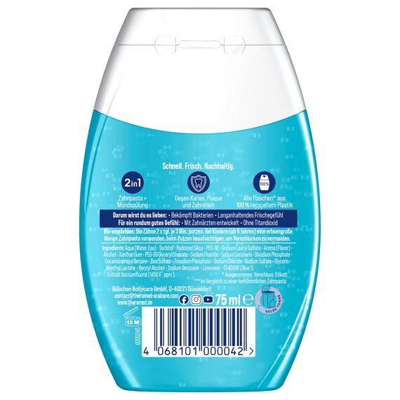 THERAMED 2in1 Original-Frisch, reinigt wie Zahnpasta + erfrischend wie Mundspülung, 75 ml (Packung mit 2)