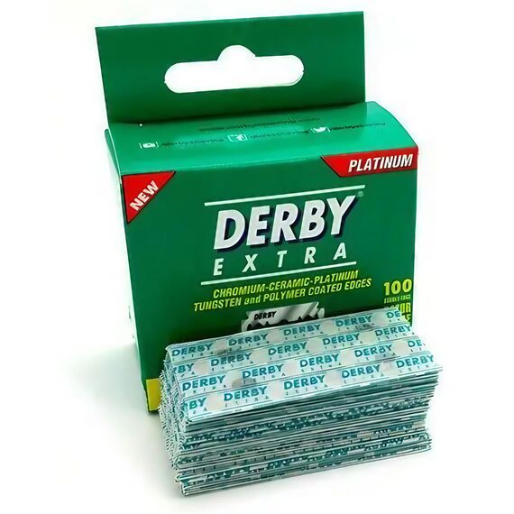 Derby Extra Zweischneidige Sicherheits-Rasierklingen, Pack mit 100 Klingen