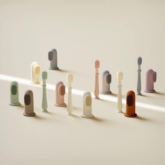 Moonkie Baby Fingerzahnbürste Zunge Mundreinigungsset für 3 Monate +, 2 Stück (Blush)