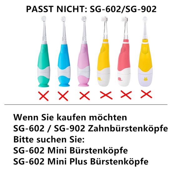 Seago SG977 SGEK6 Ersatzbürsten kompatibel mit YUNCHI K3 Kinder Elektrische Zahnbürste 4 Stück Weich Aufsteckbürsten Ersatzköpfe (4 Große Bürstenköpfe)